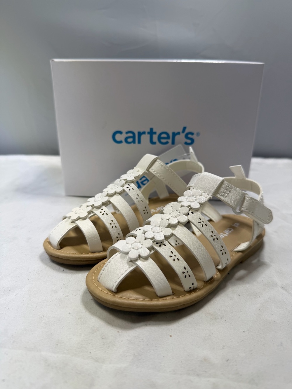 Carter's White Floral Laser-Cut Gladiator Sandals Size 10 Toddler NWT